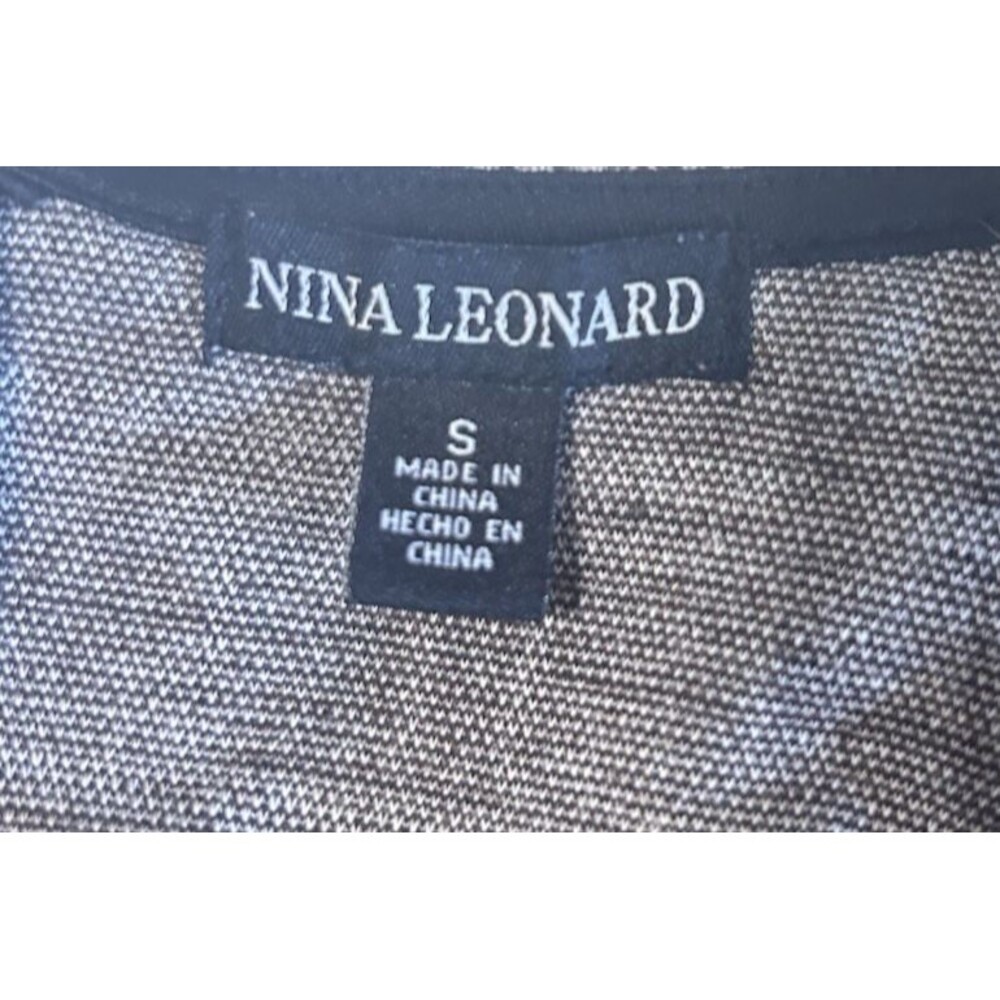 Nina Leonard Womens S Plaid Brown Gray 3/4 Balloon Sleeves Shift Stretch Dress - Picture 8 of 9